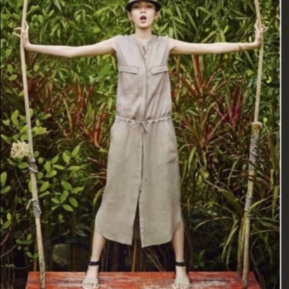 Vince linen blend utility shirtdress